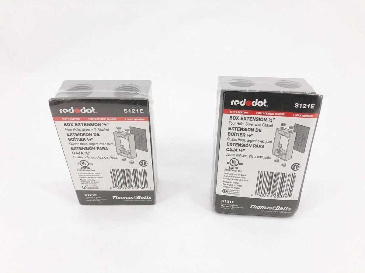 Lot of 2 New Red Dot S121E Box Extensions 1/2" Four Hole