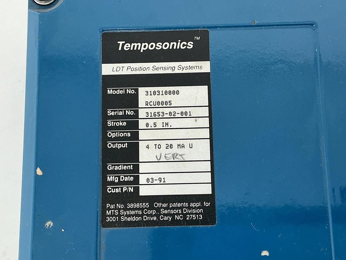 Used Temposonics 310310000 LDT Position Sensing System 4-20MA 0.5" Stroke