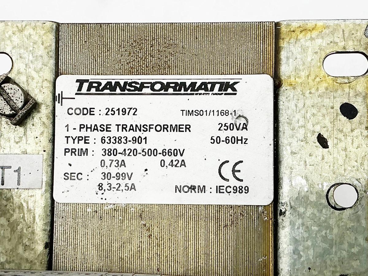Used Transformatik 251972 Transformer Type 63383-901 250VA 50/60Hz 660V 0.73A