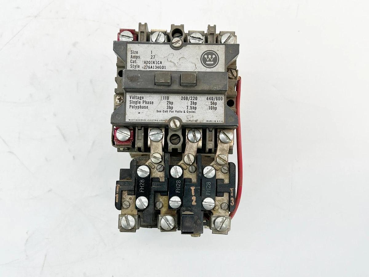 Used Westinghouse A201K1CA Contactor Non-Reversing 27A Size 1 110/120V 50/60Hz