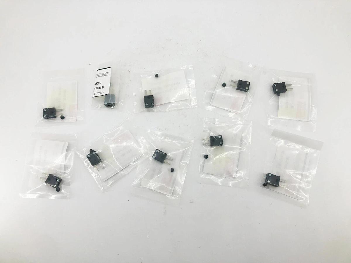 Lot of 10 New Dayton 36GK82 Mini Thermocouple Plugs Type J Black Flat Pin