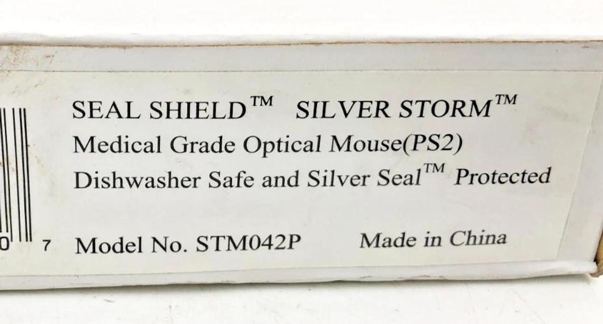 New Seal Shield Silver Storm STM042P Medical Grade Washable Optical Scroll Mouse