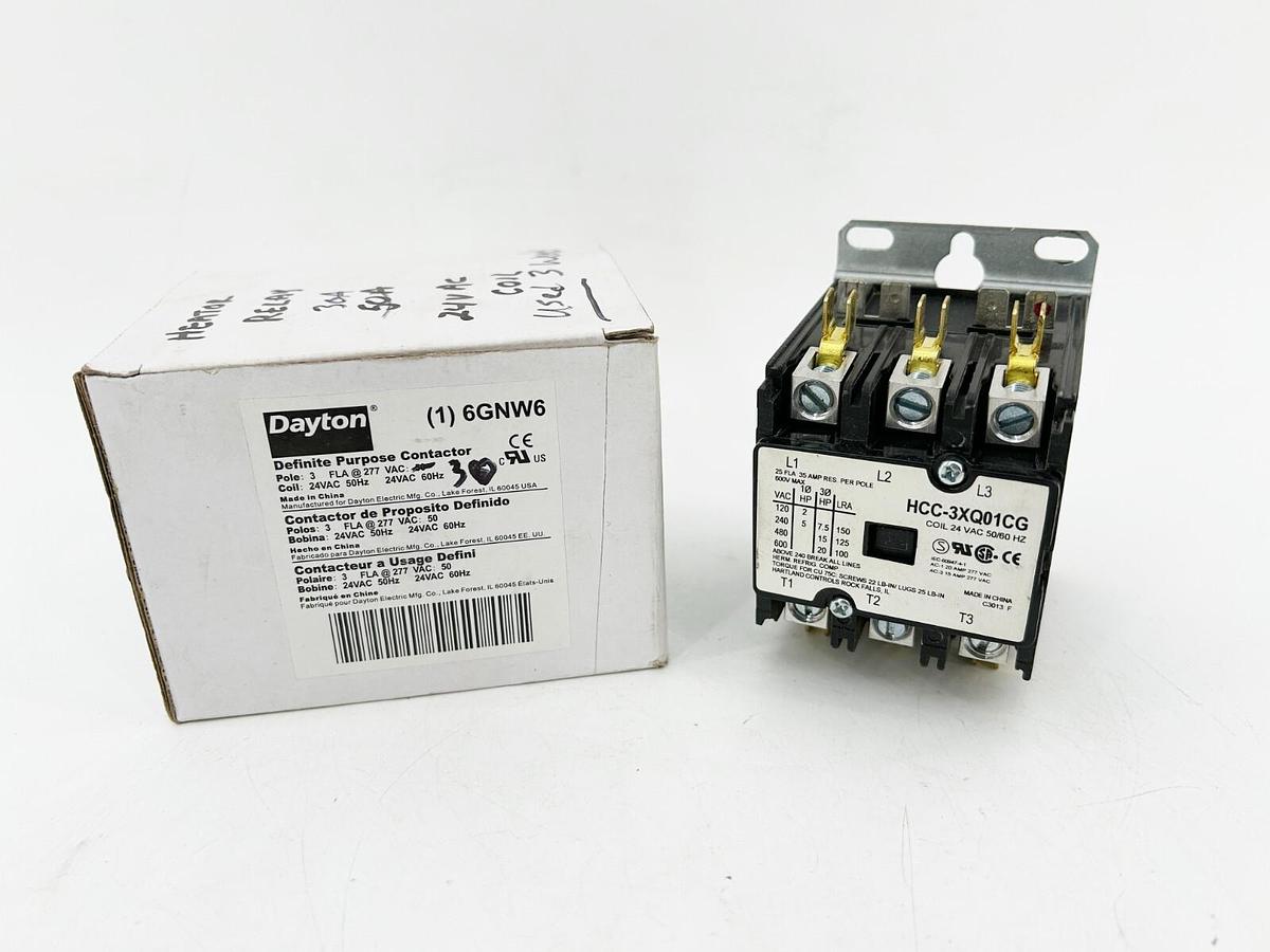 New Dayton 6GNW6 Definite Purpose Contactor 3P 277VAC 50/60Hz