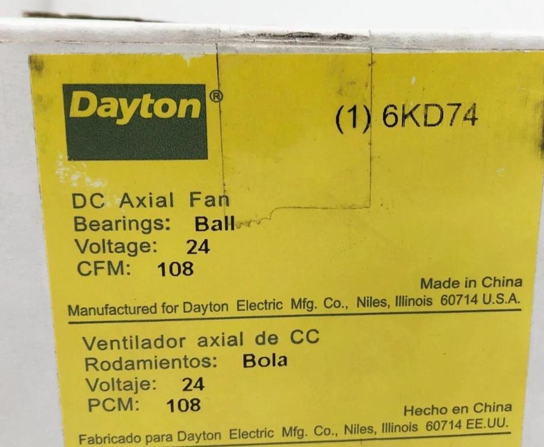 Lot of 3 New Dayton 6KD74 DC Axial Fan 24V 108 CFM