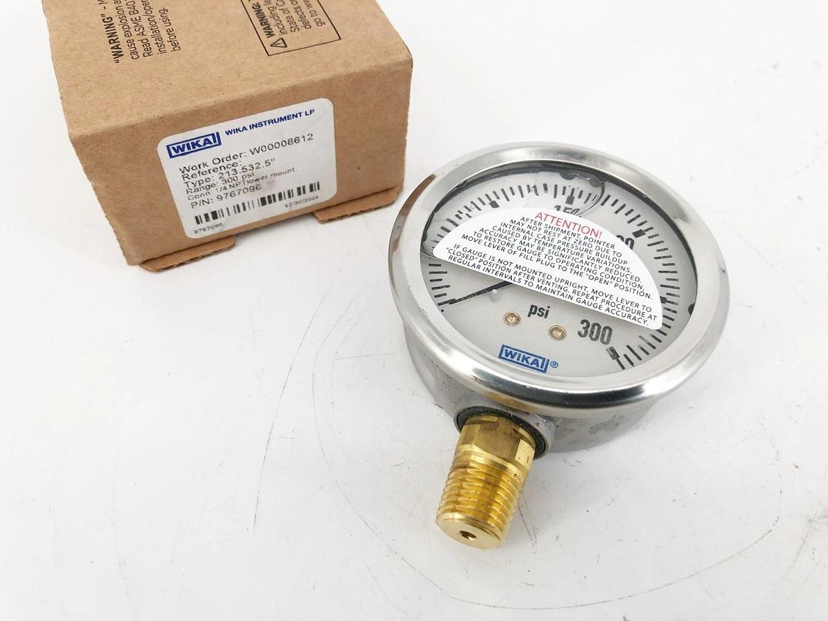 New Wika 9767096 Gauge 213.532.5" 300psi 1/4" Lower Mount