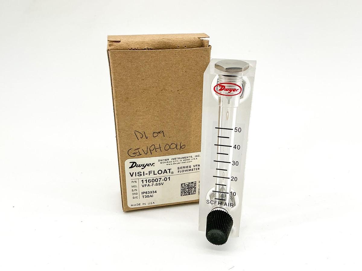 New Dwyer VFA-7-SSV Visi-Float Flow Meter 5-50 SCFH AIR 116007-01