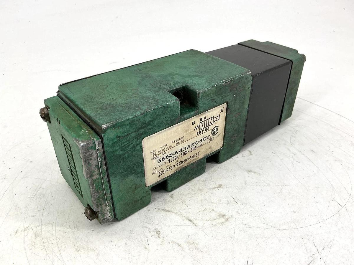 Used Numatics 555SA43AK046T Solenoid Valve 150PSIG-Air 0.37A 120VAC 50/60HZ