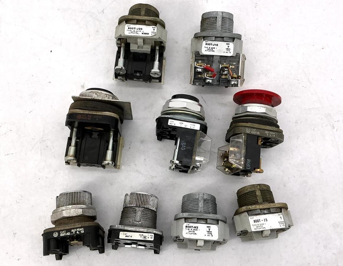 Used Lot of 9 Assorted Allen Bradley 800T Pushbuttons