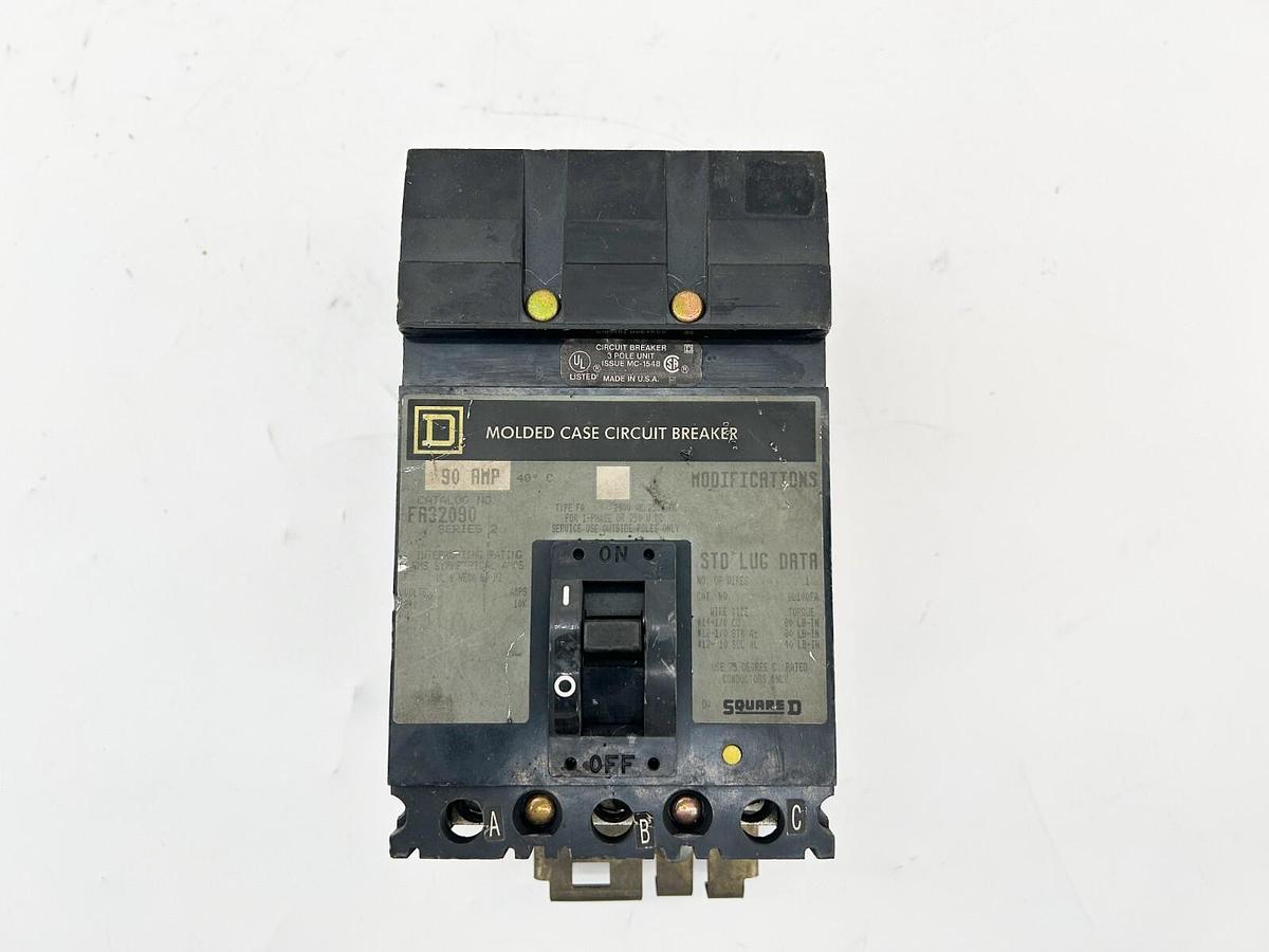 Used Square D FA32090 Circuit Breaker 90A 250V 3Pole