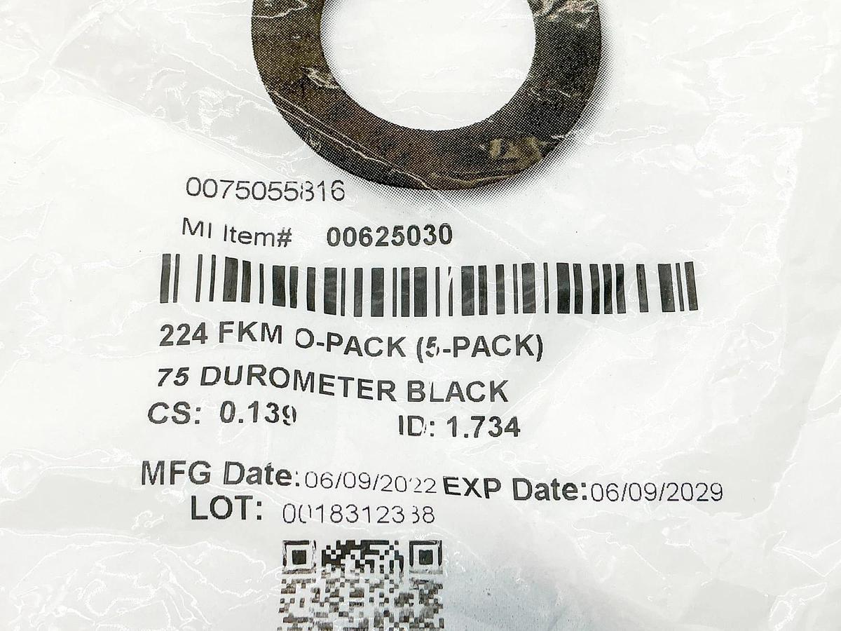 New Pack of 5 Motion 00625030 224 FKM O-Pack 75 Durometer 0075055816