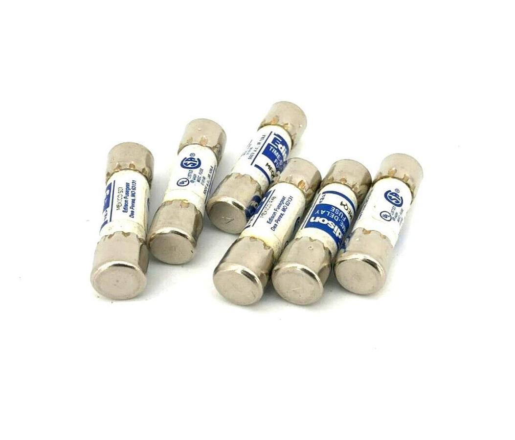 Lot of 6 New Edison MEQ4 Fuses, 4A, 500V