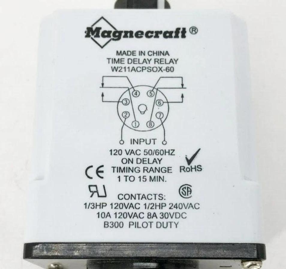 New Magnecraft W211ACPSOX-60 Time Delay Relay 120VAC 1-15min.