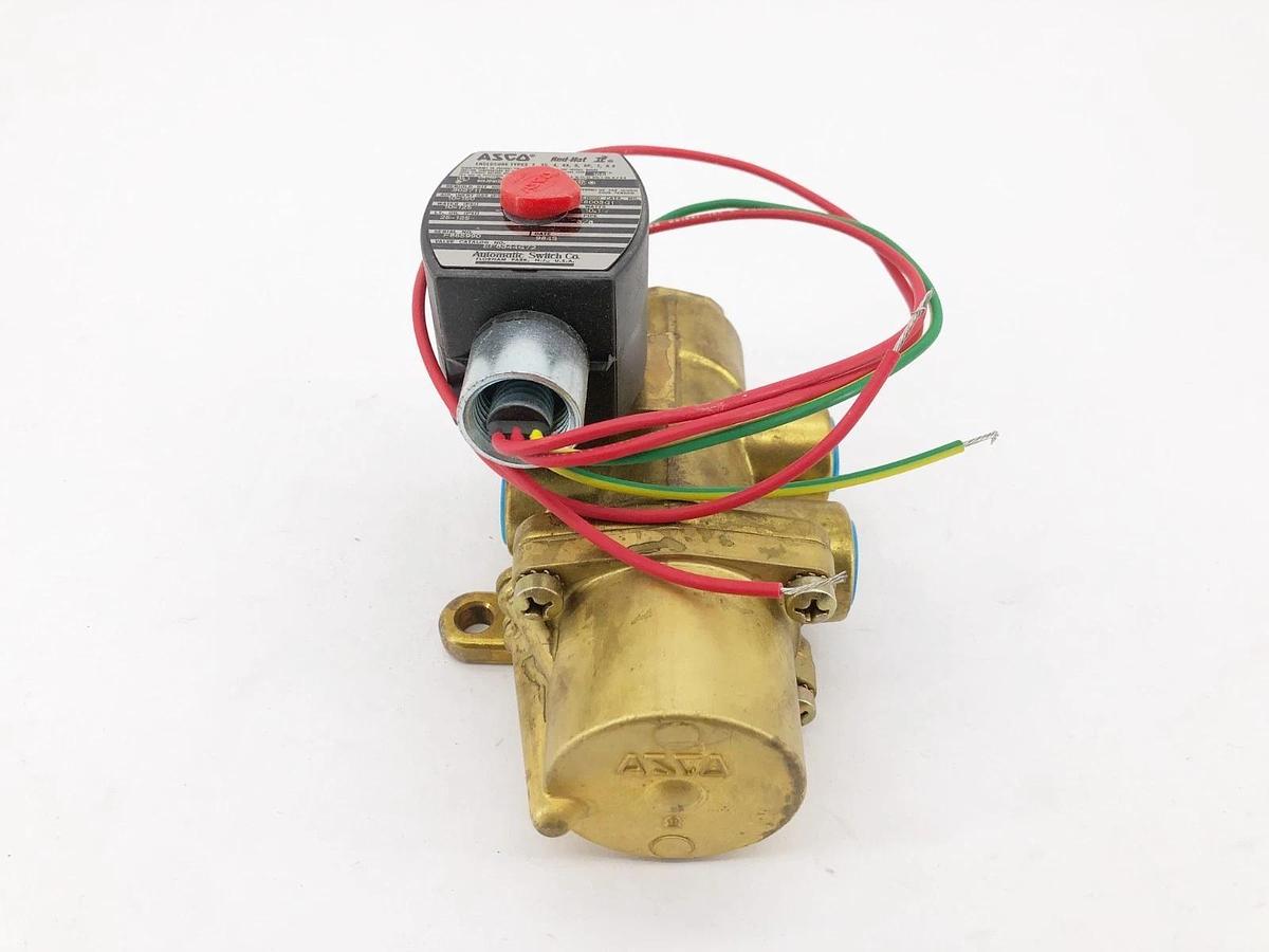 New Asco EF8344G72 110/120V Solenoid Valve Brass 4-Way 3/8" NPT