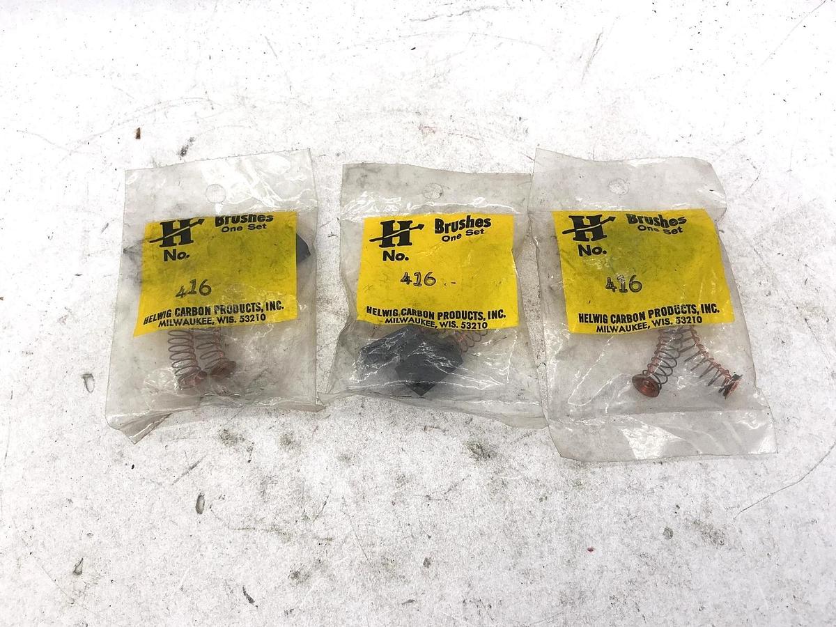 Lot of 3 Helwig Carbon Products 416 Carbon Brushes Set QTY 2 Per Bag