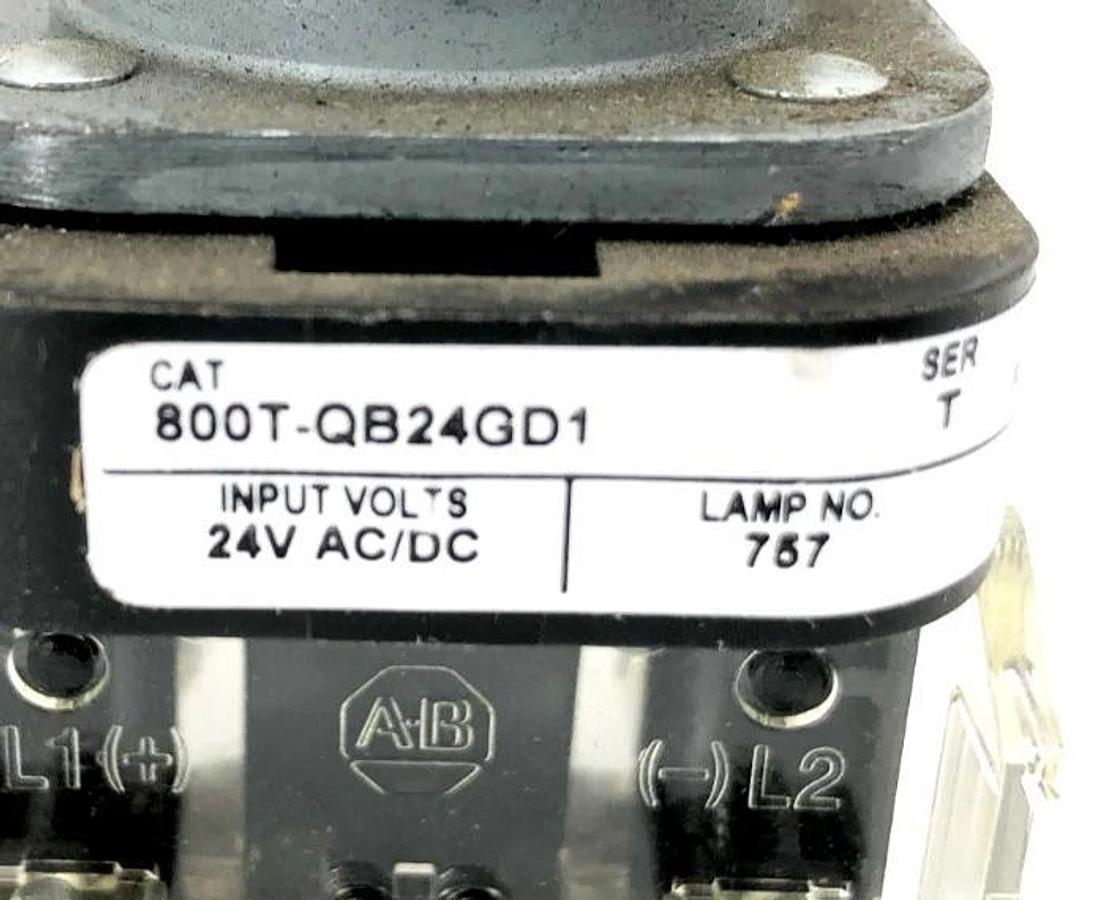 New Allen Bradley 800T-QB24GD1 Ser. T Green Illuminated Pushbutton 24VAC/DC
