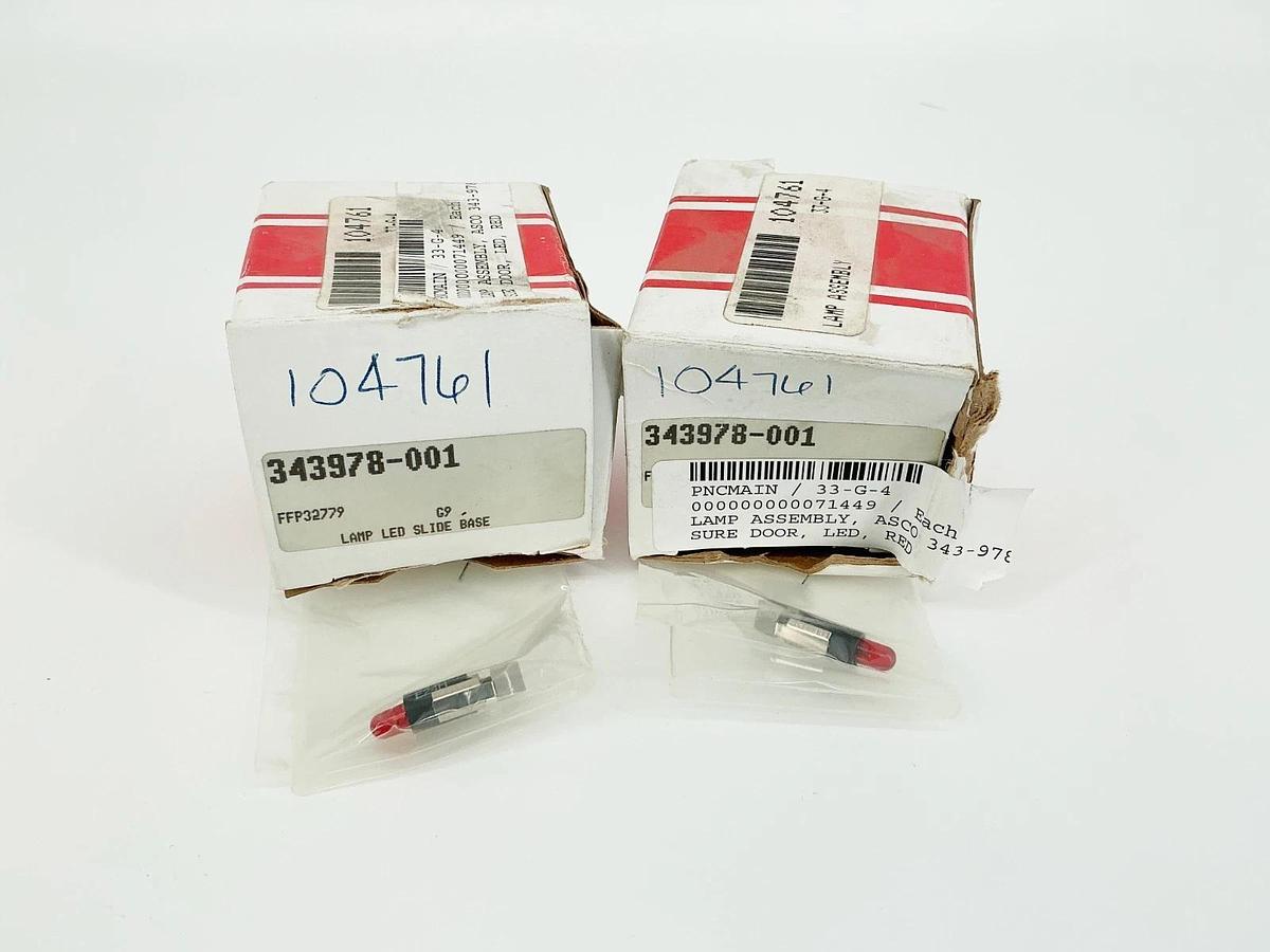 New Lot of 2 Asco 343978-001 Lamp LED Slide Base Red 104761