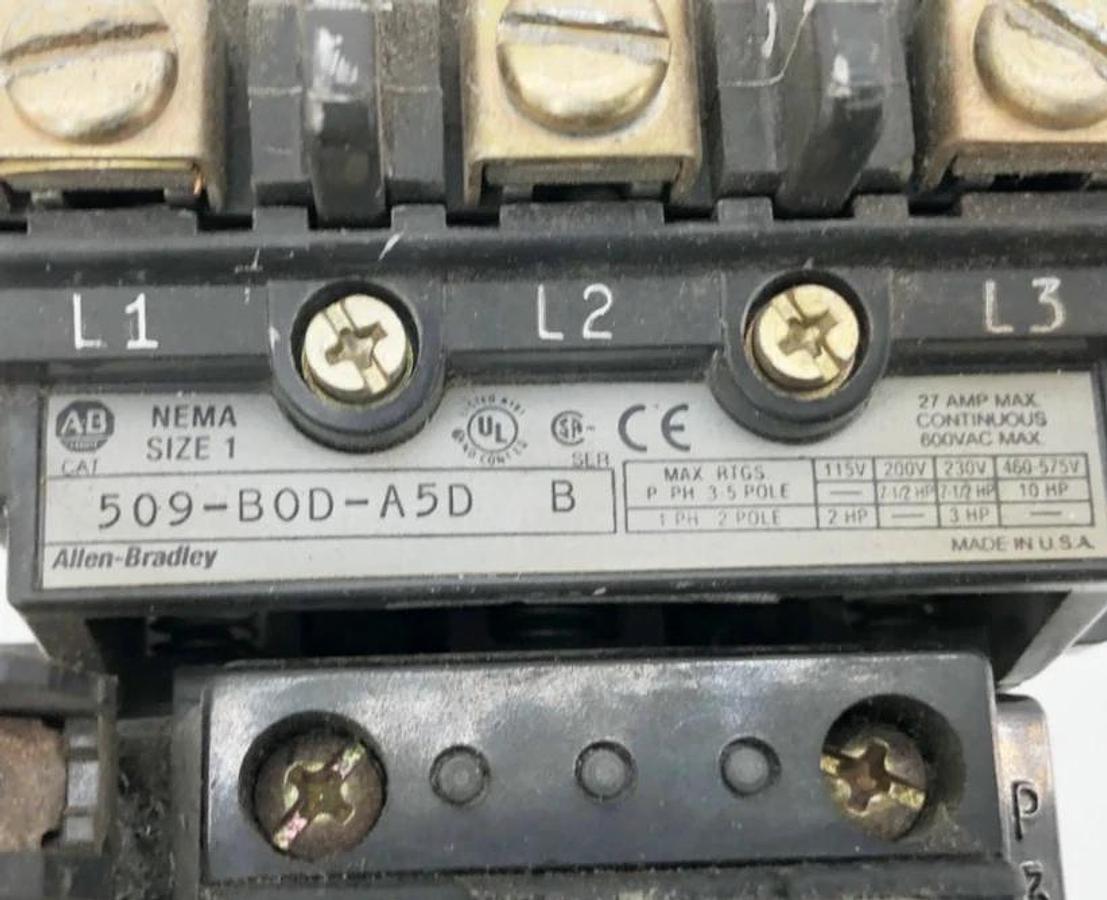 Used Allen Bradley 509-BOD-A5D Ser. B Starter 115-120V 60Hz 110V 50Hz