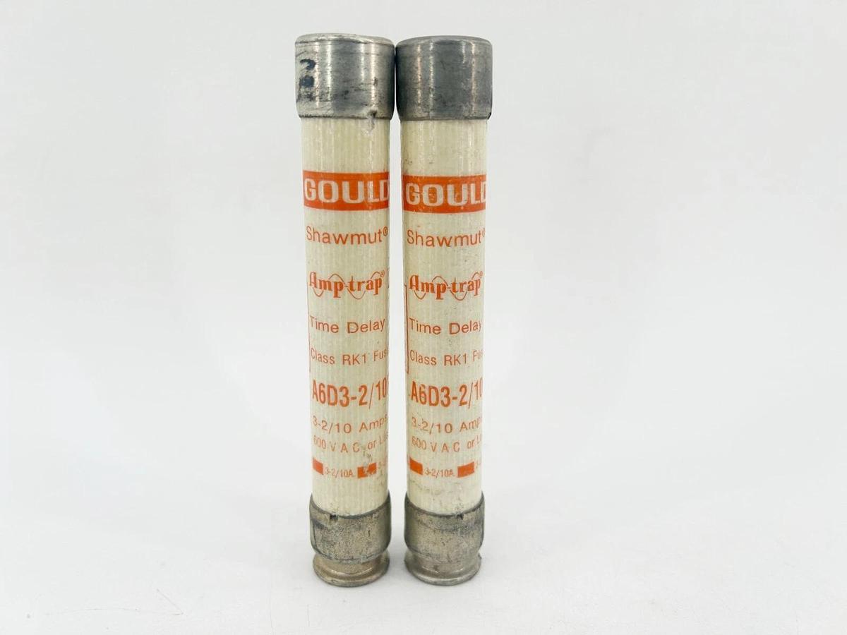 New Lot of 2 Gould Shawmut A6D3-2/10R Time Delay Fuse 3-2/10A 600V Class RK1