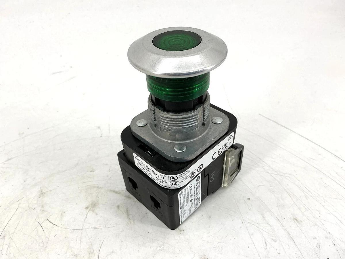 New Allen Bradley 800TC-FXQH2GA1 Ser U Push-Pull Device Green LED 130V - No Box