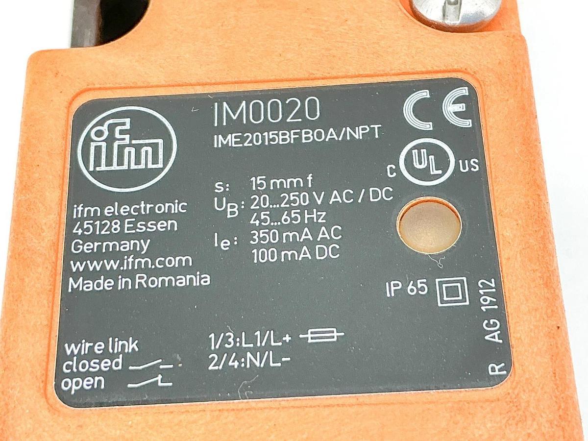New IFM IME2015BFBOA/NPT Proximity Sensor 250V 300mA 15mm IM0020 - No Box