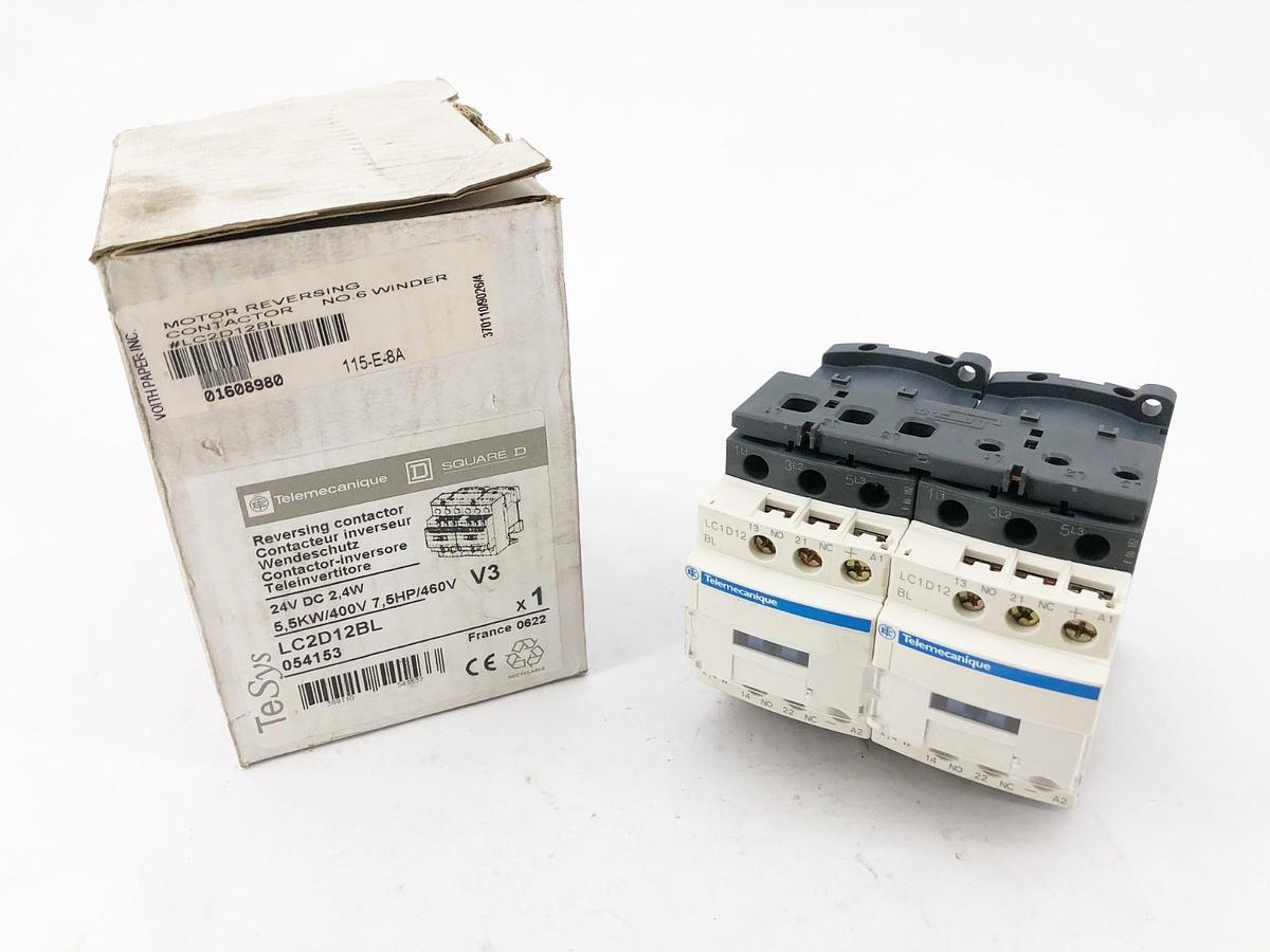 New Telemecanique LC2D12BL Reversing Contactor 24VDC 2.4W 5.5KW/400V 7.5HP/460V