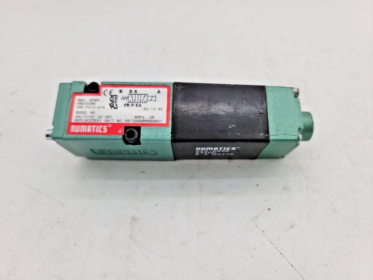 Used Numatics 081SA400M000061 Solenoid Valve 24VDC 150PSIG-AIR