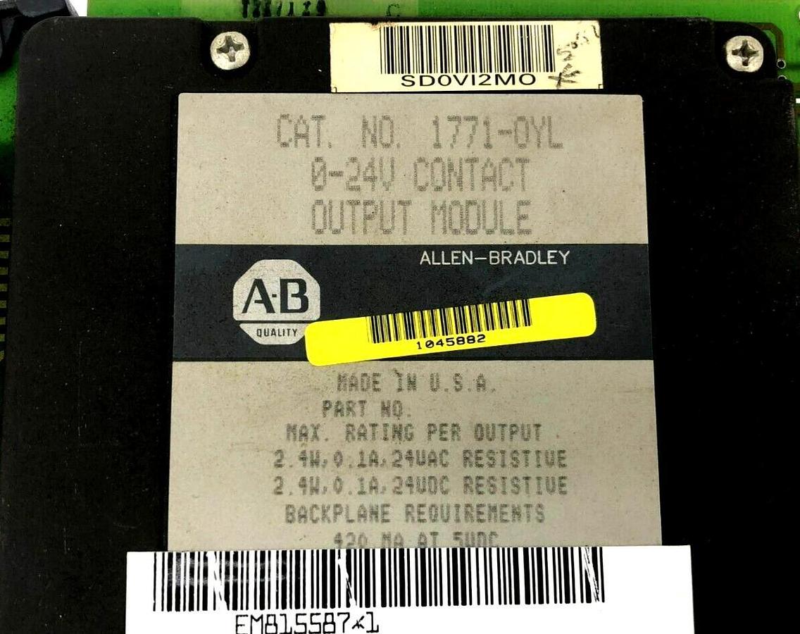 Used Allen Bradley 1771-OYL Output Module 0-24VAC/DC