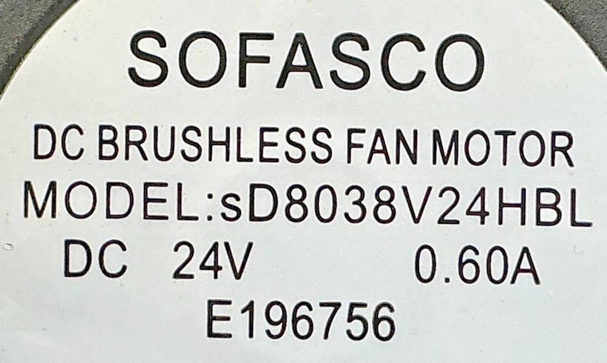 New Sofasco sD8038V24HBL DC Brushless Fan Motor 2-Wire 0.60A 24VDC - No Box