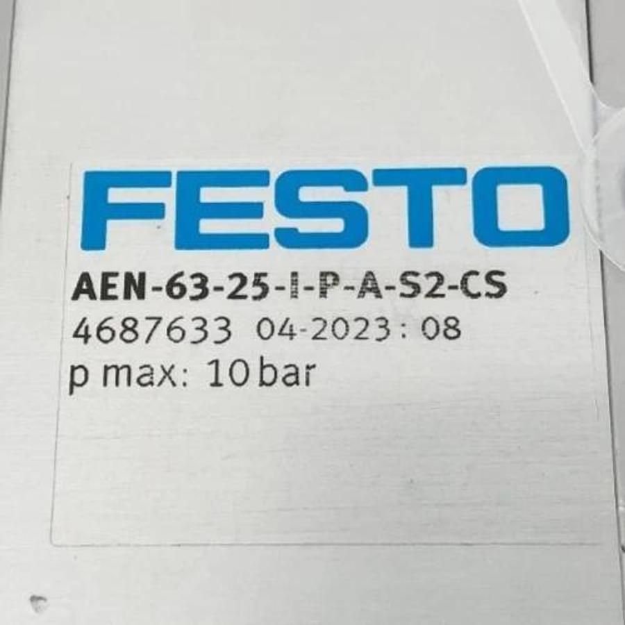 New Festo AEN-63-25-I-P-A-S2-CS Cylinder 25mm Stroke 63mm Bore 4687633 - No Box