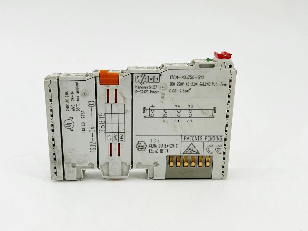 New Wago 750-513 Output Module 2 Channel Relay Output 250V 2A - No Box
