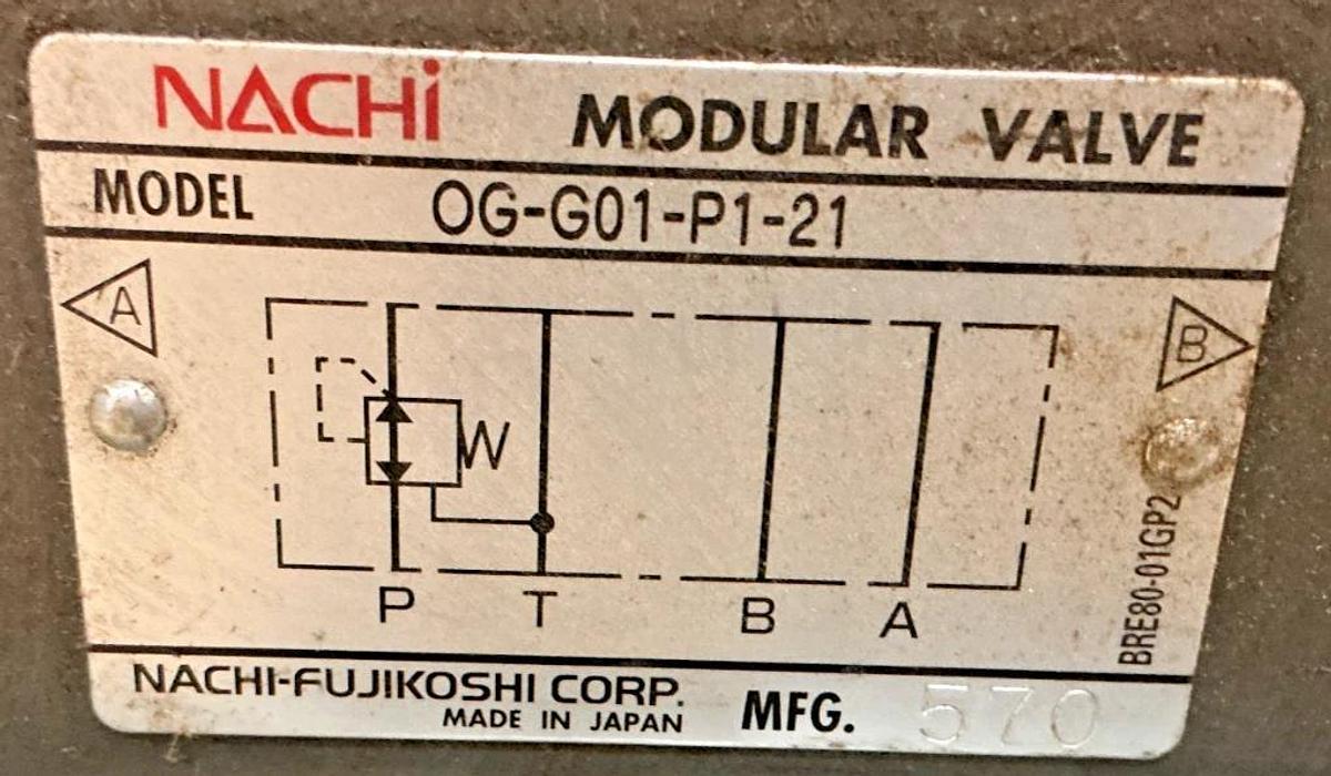 Used Nachi ESH-G06-D5350S1-E-E11 Directional Control Valve w/OG-G01-P1-21 Mod Valve