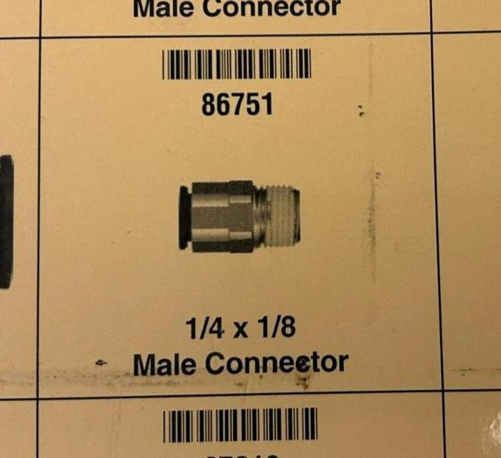 Lot of 10 New Lawson 86751 Male Connectors, 1/4" x 1/8", 290PSI