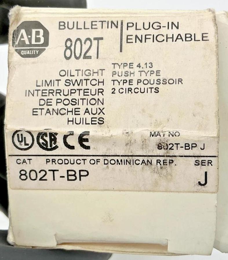 New Allen Bradley 802T-BP Ser J Oiltight Limit Switch 10A 600VAC 802TBP