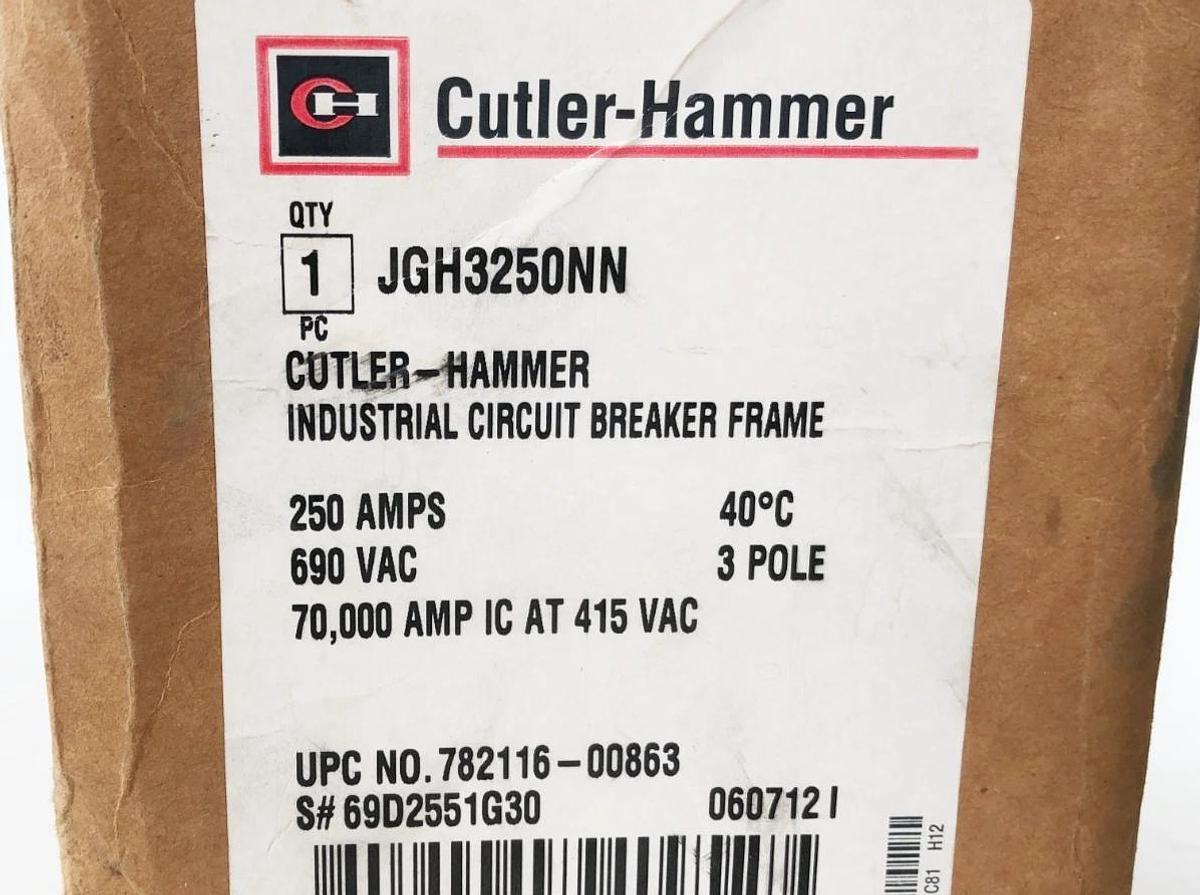 New Cutler Hammer JGH3250NN Circuit Breaker Frame 250A 690VAC 3 Pole