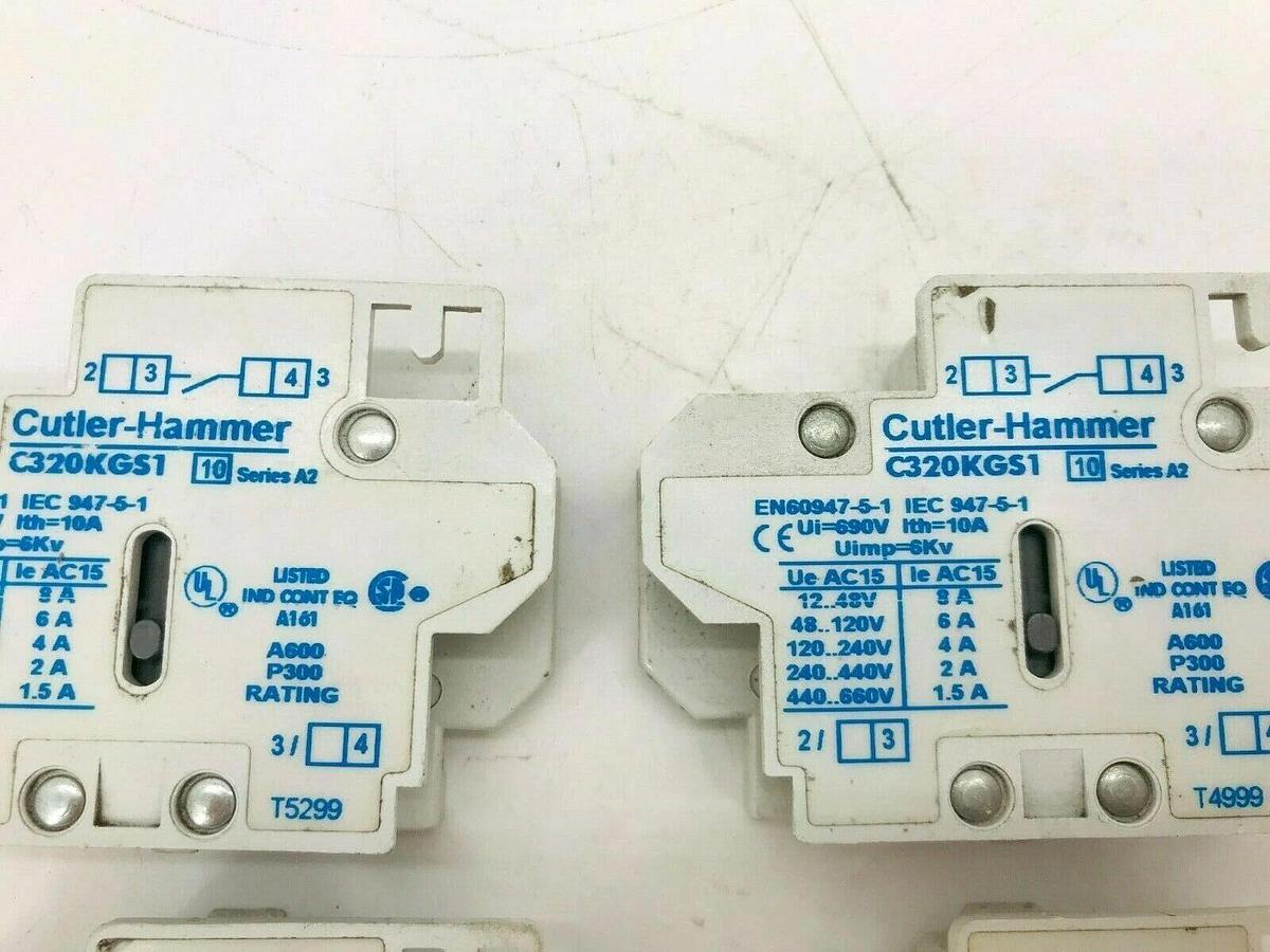 Used Lot of 4 New Cutler Hammer C320KGS1 Auxiliary Contact 1 N.O. for Freedom Series