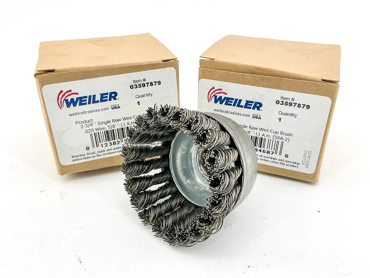 New Lot of 2 Weiler 03597879 2-3/4" Single Row Wire Cup Brush .020 Wire