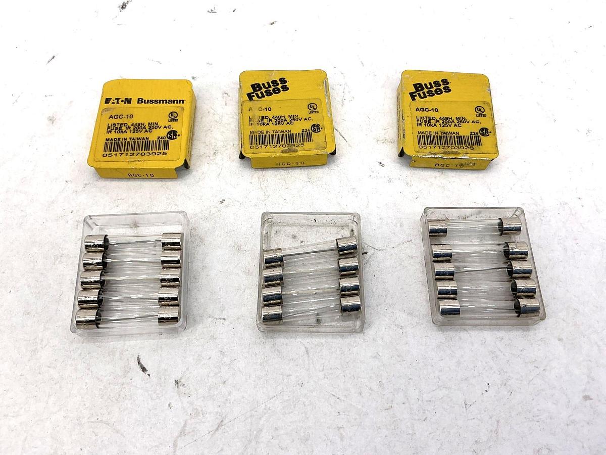 Lot of 14 New Bussmann AGC-10 Glass Fuse 10A 250V