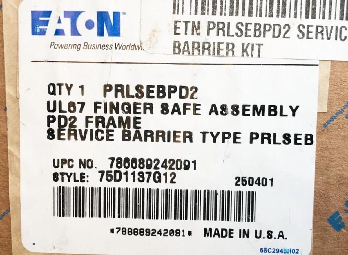 New Eaton PRLSEBPD2 Finger Safe Assembly UL67 75D1137G12