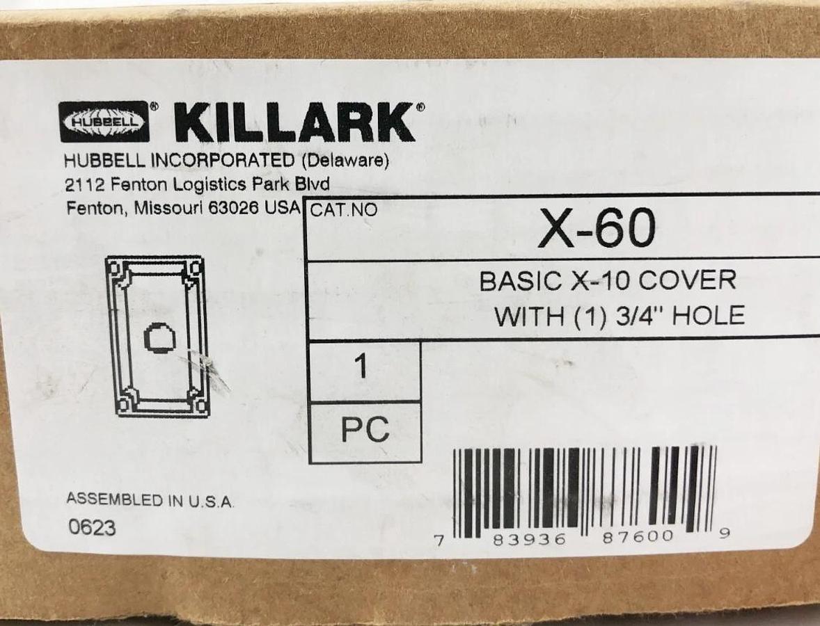 New Hubbell X-60 Basic X-10 Cover With One 3/4" NPSM Hole