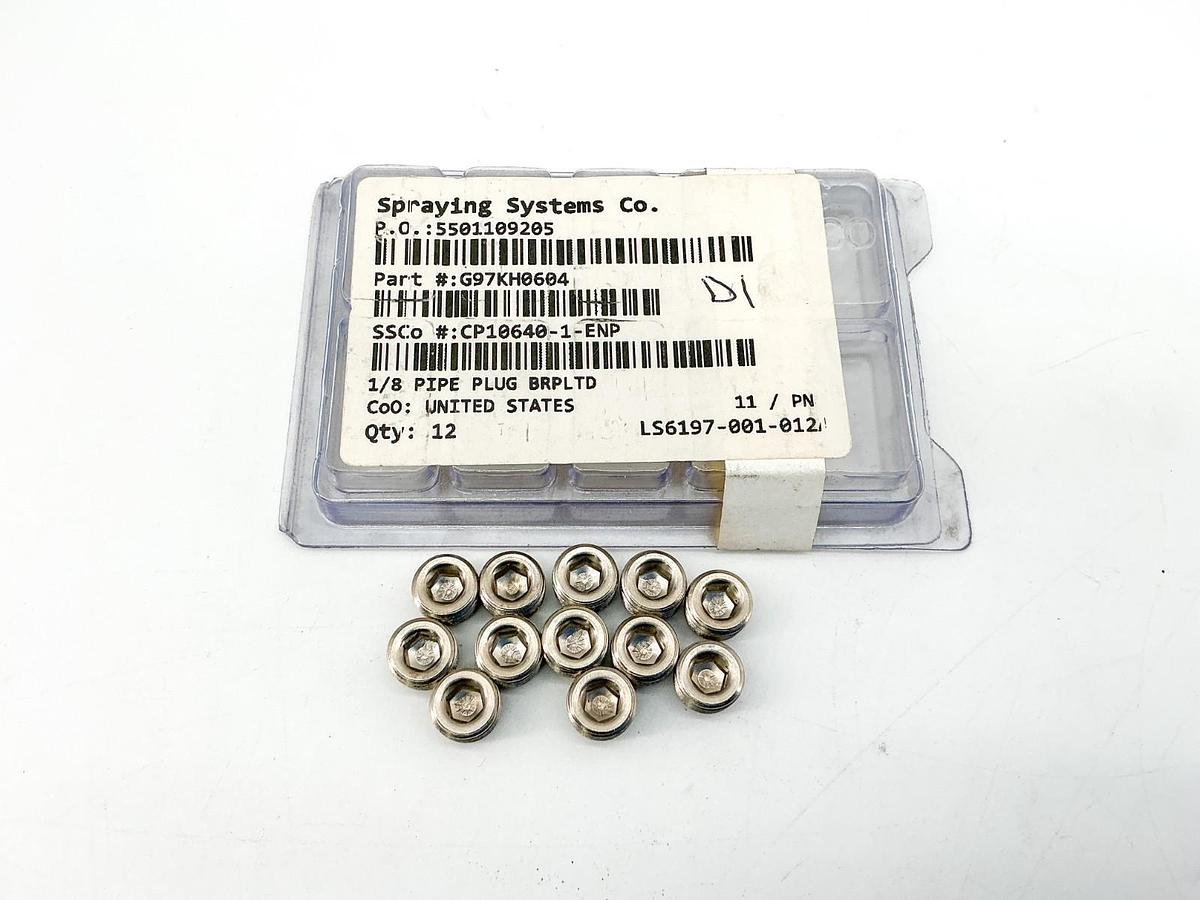 New Lot of 12 Spraying Systems CP10640-1-ENP 1/8" Pipe Plug BRPLTD G97kh0604