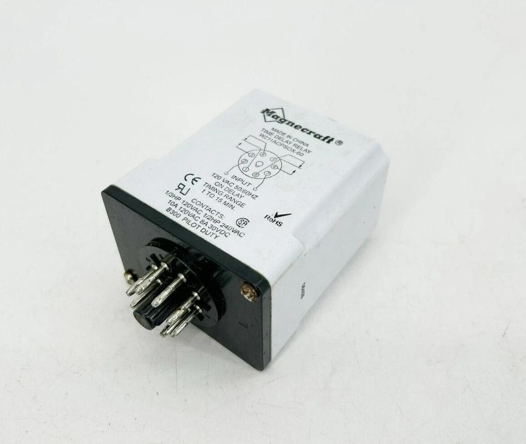 Used Magnecraft W211ACPSOX-60 Time Delay Relay 120VAC 1-15min.