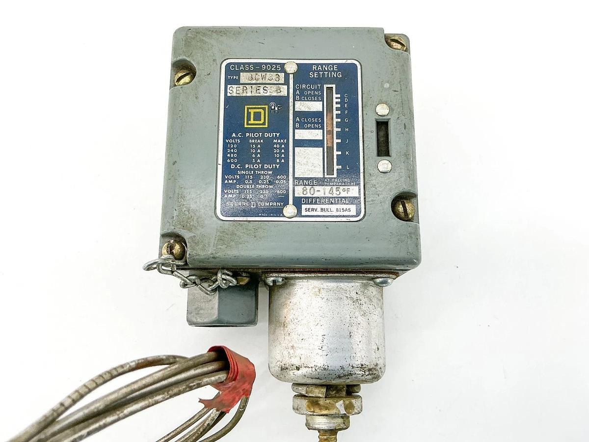 Used Square D 9025-BCW33 Temperature Control Switch 80-145F