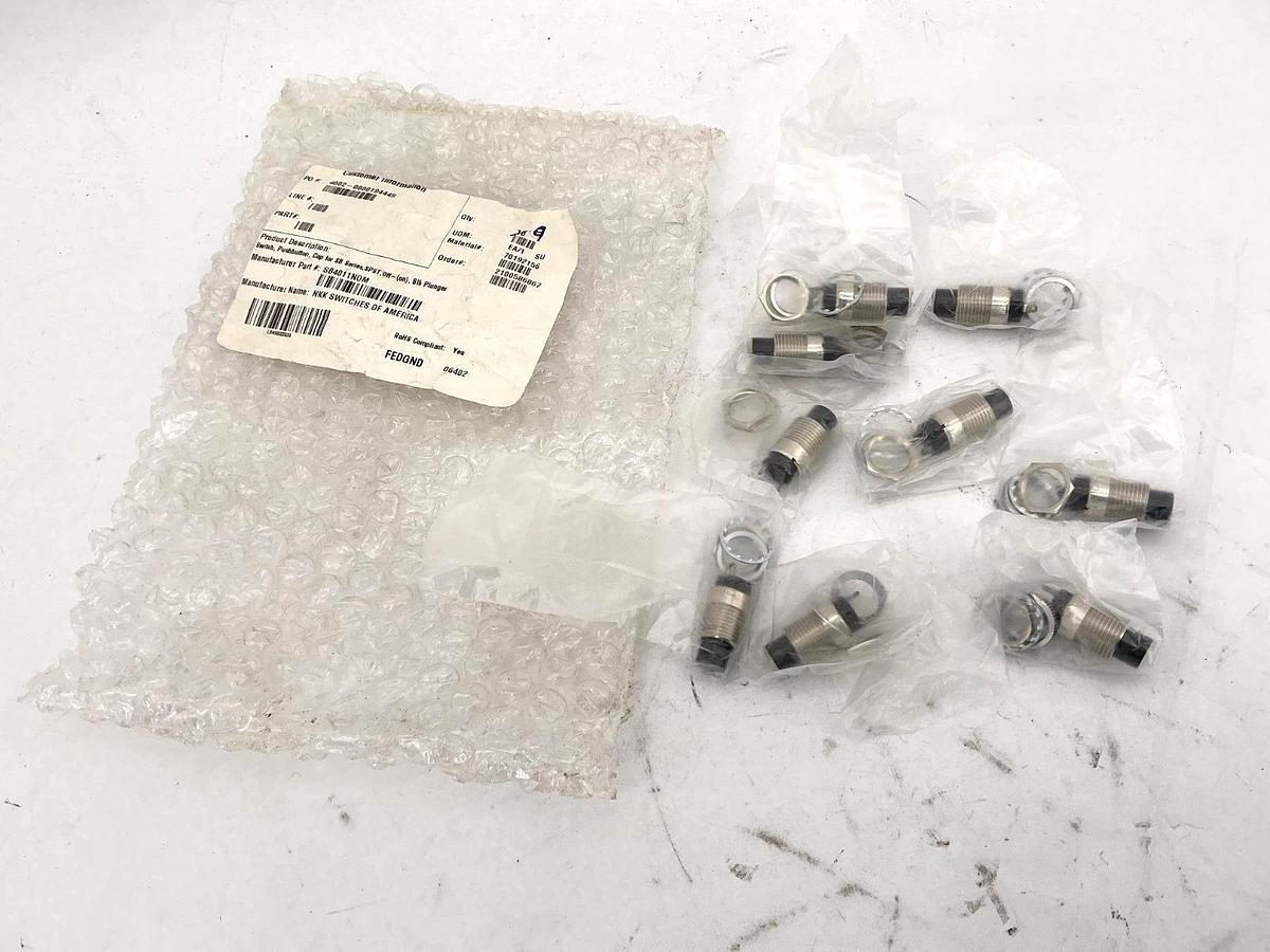 Lot of 9 NKK Switches SB4011NOM Switch Pushbutton Cap for SB Ser Blk Plunger
