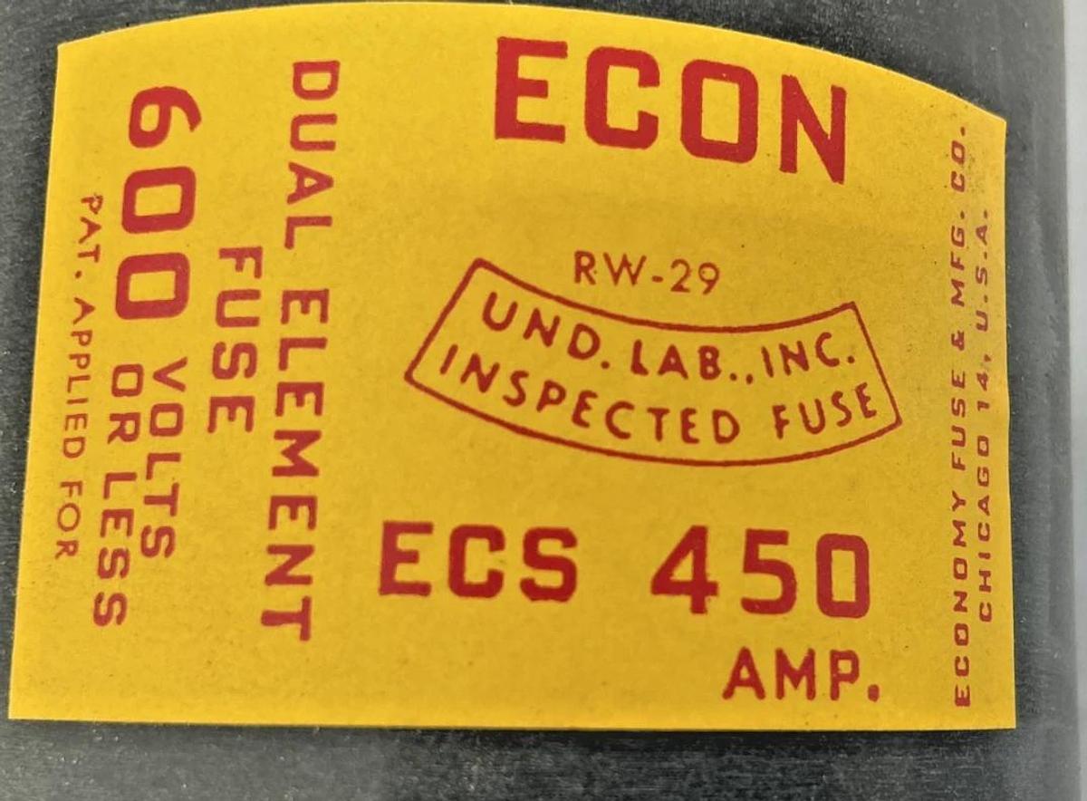 New Economy Fuse ECON ECS-450 Dual Element Fuse 450A 600V ECS450
