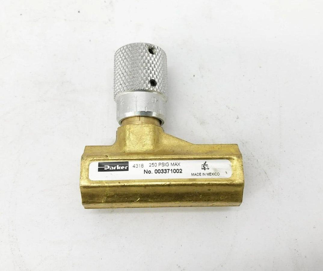 New Parker 003371002 Flow Control Valve 3/8" Brass