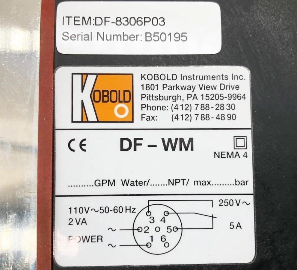 New Kobold DF-WM Paddle Wheel Flow Switch DF-8306P03 - No Box