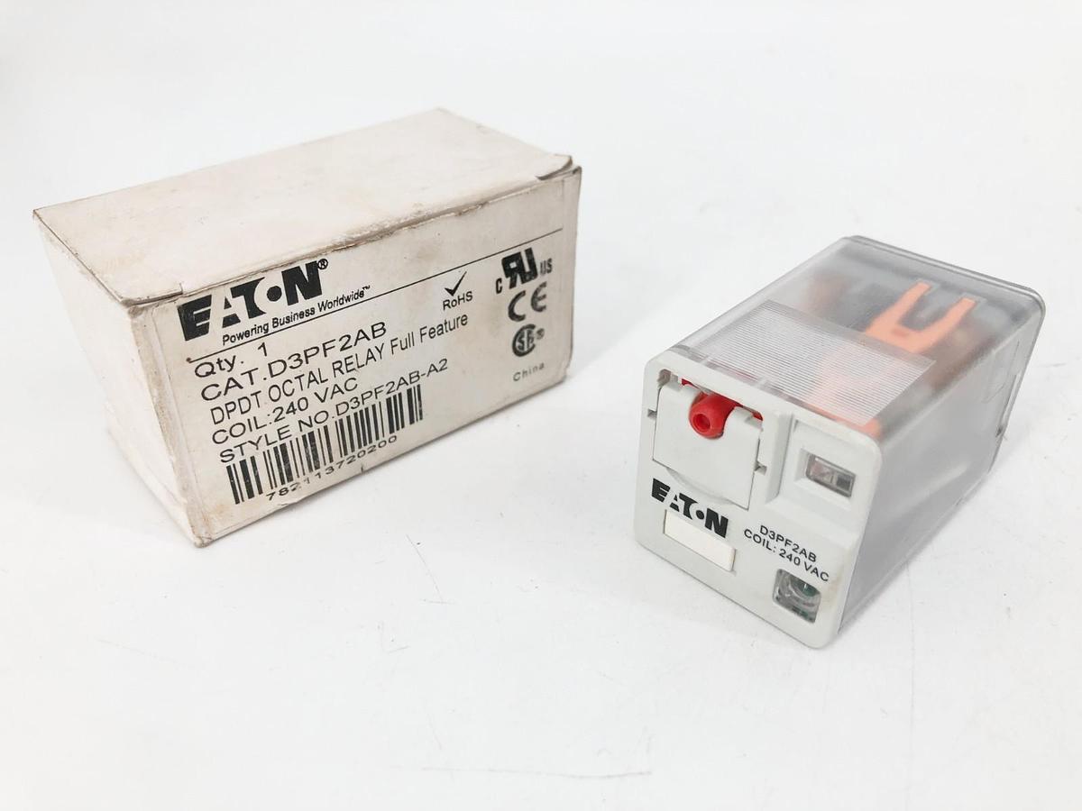 New Eaton D3PF2AB Relay 240VAC Coil 8-Pin Full-Feature D3PF2AB-A2