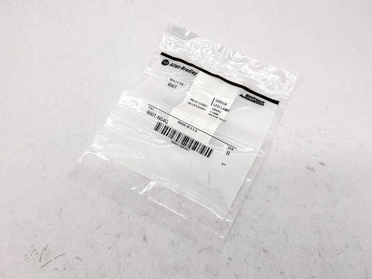 Lot of 2 New Allen Bradley 800T-N64G Ser B Green LED Lamp 120V Wedge Base