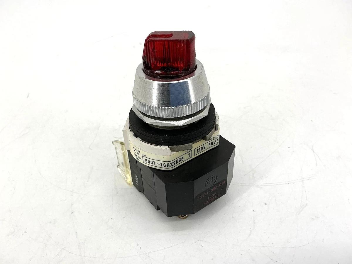 New Allen Bradley 800T-16HR2KB6AX Ser T Illuminated Selector Switch Red 2Pos