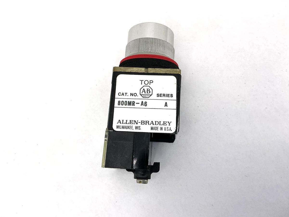 New Allen Bradley 800MR-A6 Ser A Small Round Pushbutton Unit Red Cap - No Box